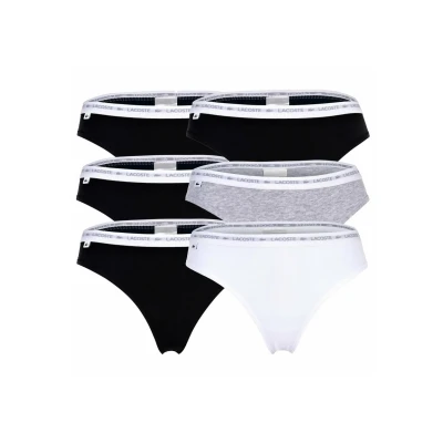 Afbeelding van Lacoste Strings 6ER PACK Logobund Einfarbig String, Dames, Maat: 40, schwarz grau weiß