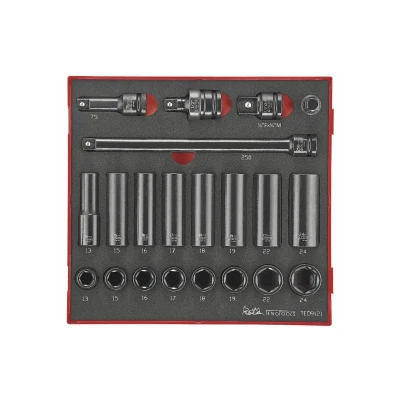 Afbeelding van Slagdoppenset Foam2 tray 1/2 13 24mm 21 delig Teng Tools TED9121