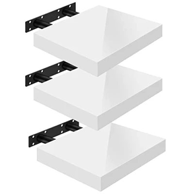 Afbeelding van WOLTU Volato RG9488ws 3 Wandrek, set van planken, wandboard, vrij zwevend, zwevende plank, hout, 25 x 22,9 3,8 cm, wit