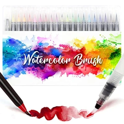 Afbeelding van Amteker 24 + 1 aquarelstiften, penseelstiften, penseelstiften met flexibele nylon punten, waterverfstiften voor meisjes, cadeau meisjes van 6 11 jaar