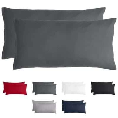 Afbeelding van Komfortec Set van 2 Premium Kussenslopen 40x80 cm Superzachte Kussenhoes 100% Geborsteld Polyester 90g/m² Antraciet