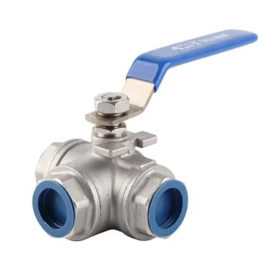 Afbeelding van 3 Weg Kogelkraan DN20 (3/4 &quot;) T type Binnendraad Roestvrij Staal SUS304 Pijp Drieweg Vlave Voor Water, Olie, Gas