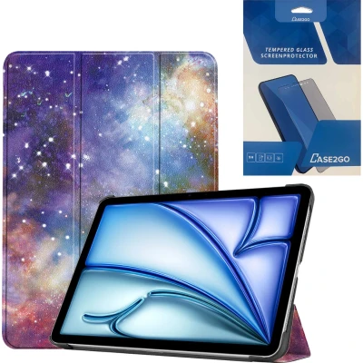 Afbeelding van Case2go Tablet hoes met screenprotector geschikt voor Apple iPad Air (2024) 11 Inch Tri fold Auto/Wake functie Galaxy