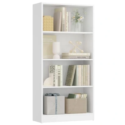 Afbeelding van VASAGLE Boekenkast met 4 verdiepingen verstelbare planken, kinderboekenkast en opslagruimte voor thuiskantoor, 60 x 24 121,5 cm, wit LBC107T14
