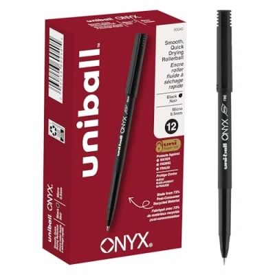 Afbeelding van uni ball ONYX Rollerball Pen, Micro Point (0.5mm), Black, 12 Count