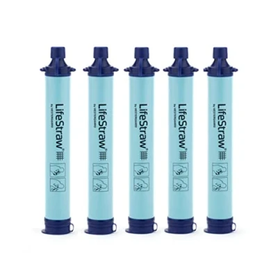 Afbeelding van LifeStraw Persoonlijke waterfilter voor wandelen, kamperen, reizen en noodparaatheid, 5 stuks, blauw