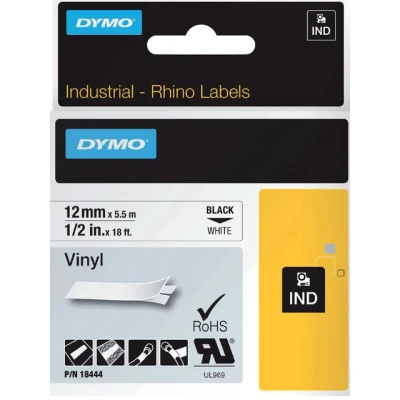 Afbeelding van Dymo 18444 (S0718600) Tape Zwart op wit (12 mm)