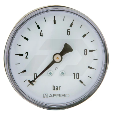 Afbeelding van Afriso, Sanitair installatiemateriaal, Bourdonbuis manometer RF 63 axiaal G 1/4 B, 10 bar, behuizing d= 63mm