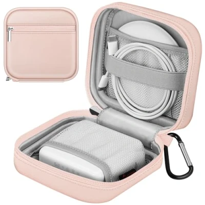 Afbeelding van FINPAC Opbergtas voor MacBook oplader, kleine elektronische tas laptopaccessoires, Magic Mouse, USB Flash Disk, kabel, powerbank, opbergkoffer, organizer reizen, werk, roze