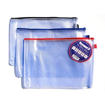 Afbeelding van A4 Tuff Bag Zip Portemonnee Clear Plastic Portefeuilles Pouch Bestand Potlood Case Map Waterbestendig Versterkte Heavy Duty Mesh Zakken (Past 12 Pack)