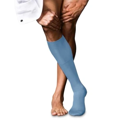 Afbeelding van FALKE Heren kniekousen No. 6 M KH wol zijde lang effen 1 paar, blauw (Airy Blue 6707), 41 42, 41/42 EU