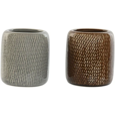 Afbeelding van Glas Home ESPRIT Bruin Grijs Keramiek 8,5 x 10 cm (2 Stuks)