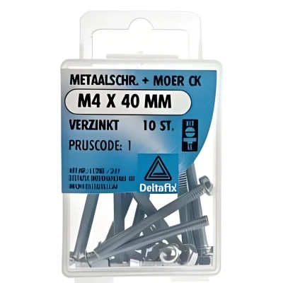 Afbeelding van Deltafix Metaalschroef verzinkt CK + Moer M4 x 40 mm 10 stuks