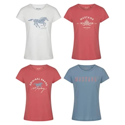 Afbeelding van Mustang Alexia C LOGO Tshirt print weiß, Dames, Maat: Medium, Weiß