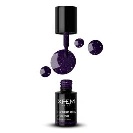 Afbeelding van XFEM UV/LED Hybrid Gellak 6ml. #0156 Scarlet Purple Glitter, Paars Glanzend Gel nagellak