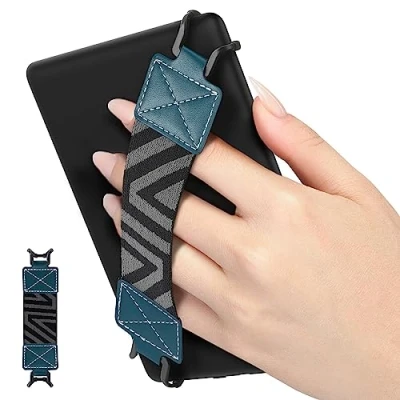 Afbeelding van MoKo Veiligheidshandriem voor 6 8 inch Kindle eReaders Fire Tablet, Kindle/Kobo/Voyaga/Lenovo/Sony E Book zeer elastische veelzijdige polsband lichtgewicht vingergreephouder, blauw