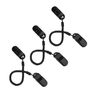 Afbeelding van Alomejor 3 stuks hoedenclips cap retainer veiligheid wind lanyard koord clips voor golfen, vissen, boottochten zeilen, zwart