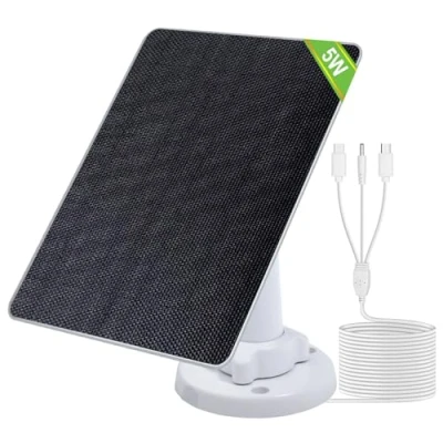 Afbeelding van ECO WORTHY 5 W zonnepaneel voor bewakingscamera buiten, V DC outdoor accucamera, zonnepanelen met USB, USB C aansluiting en 3 meter kabel