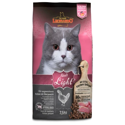 Afbeelding van Leonardo Adult Light Kattenvoer Gevogelte 7.5 kg