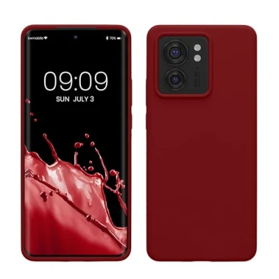 Afbeelding van kwmobile telefoonhoesje geschikt voor Motorola Edge 40 Hoesje met siliconen coating Smartphone case in rabarber rood