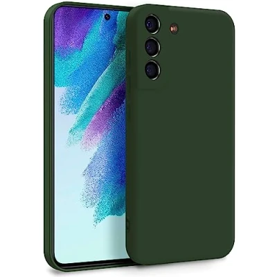 Afbeelding van MyGadget Beschermhoesje voor Samsung Galaxy S21 FE, tweelaagse zachte siliconen hoes, case met camerabescherming en krasbestendige binnenvoering, olijfgroen
