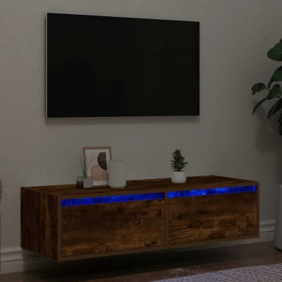 Afbeelding van vidaXL Tv meubel met LED verlichting 100X35,5x25 cm gerookt eikenkleur