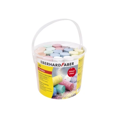 Afbeelding van Stoepkrijt Eberhard Faber glitter 20 stuks in emmer