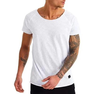 Afbeelding van Leif Nelson Heren T shirt ronde hals kraag LN 6340, Wit, XXL