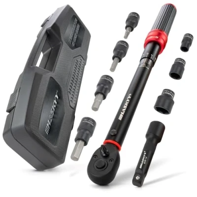 Afbeelding van Momentsleutel 3/8&quot; 20 120Nm platte doppen 10 14 17 mm bits H5 H6 H7 H8 H10 torxbits T40 T45 T50 incl. verlengadapter fiets motorfiets e bike