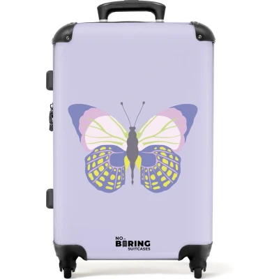Afbeelding van NoBoringSuitcases.com® Koffer groot Rolkoffer lichtgewicht Paars met kleurrijke vlinder Reiskoffer 4 wielen Grote trolley XL 20 kg bagage