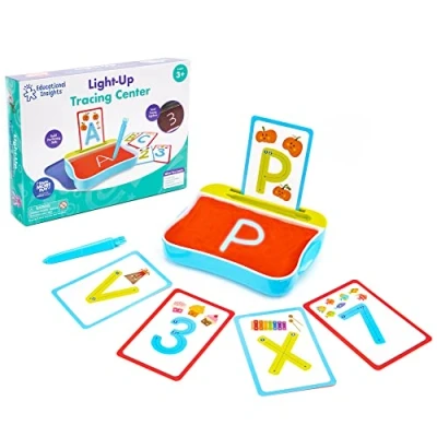 Afbeelding van Learning Resources Natekenbord met verlichting, alfabet leren, activiteitenset, peuters en kleuters, draagbare lichttafel voor kinderen, sensorisch speelbord