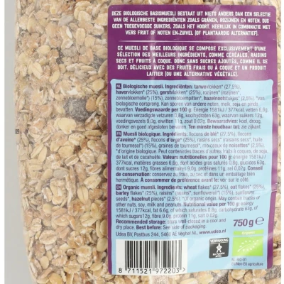 Afbeelding van 3x Your Organic Nature Muesli Basis 750 gr