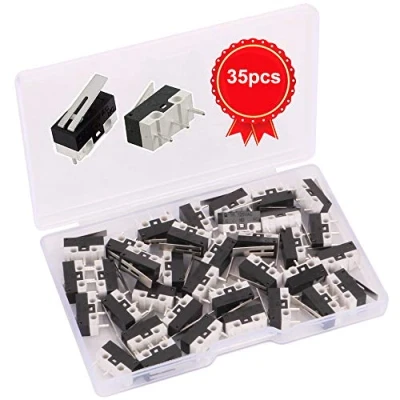 Afbeelding van GTIWUNG 35 stuks mini microschakelaar, mechanische eindschakelaar, AC 1 A 125 V 3 pins SPDT grens micro switch lange scharnierhendel voor Arduino
