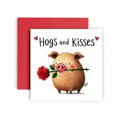 Afbeelding van Huxters Valentijnsdag kaart voor vriend en vriendin vrouw man varkens kussen 14.8cm (Valentijns)