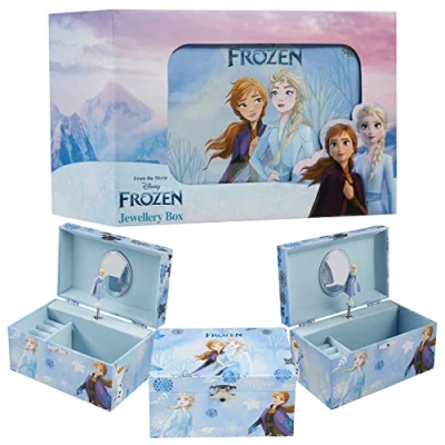 Afbeelding van Disney Encanto Muzikale Sieradendoos voor Meisjes Prinses Frozen Opbergdoos met Draaiende Mirabel De Kleine Zeemeermin Ariël Elsa Muziekdoos, Cadeaus (Blauw Frozen)
