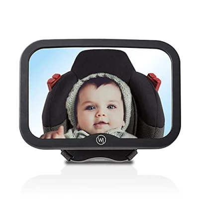 Afbeelding van baby autospiegel voor hoofdsteun achteruitkijkspiegel onbreekbaar &amp; extra groot baby&#039;s eerste uitrusting auto accessoires (Baby on board teken, 360 draaibaar)
