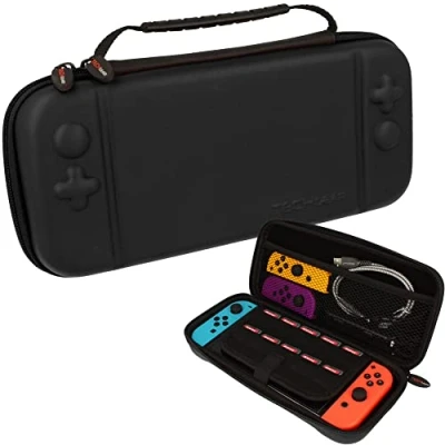 Afbeelding van TECHGEAR Switch OLED hoes, harde beschermende draagtas voor reizen en opslag ontworpen Nintendo + Joy Con controllers 10 gamekaartsleuven accessoires [zwart]