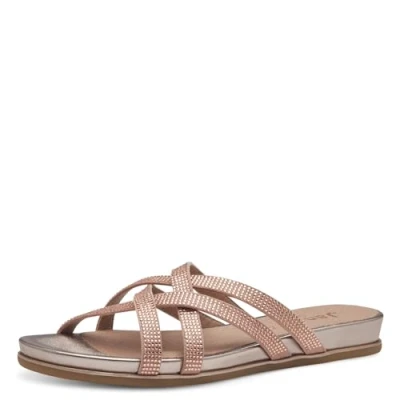 Afbeelding van Jana Softline 8 27161 42 521 Damesslipper, comfortabel, meerwijd, alledaagse schoen, feestelijk, elegant, platte sandalen, 39 EU breed, Rosé, Breed