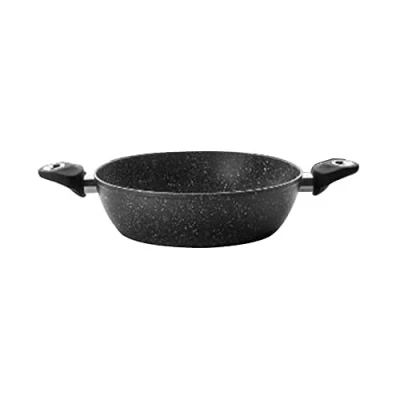 Afbeelding van IBILI Diepe koekenpan met 2 handgrepen Natura, 28 cm, aluminium, antiaanbaklaag steenmotief, geschikt voor inductie