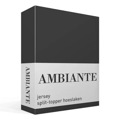 Afbeelding van Ambiante jersey split topper hoeslaken 2 persoons (140x200/210 cm) Antraciet