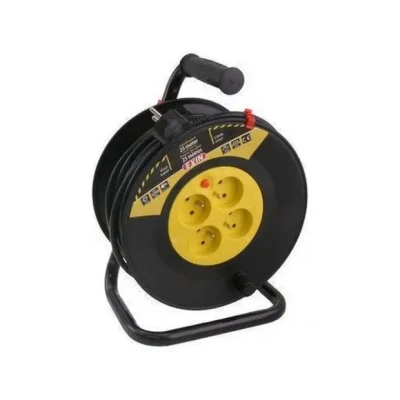 Afbeelding van Exin Kabelhaspel Met penaarde 25 meter snoer 3 x 1.5 mm2 vinylkabel Zwart/Geel