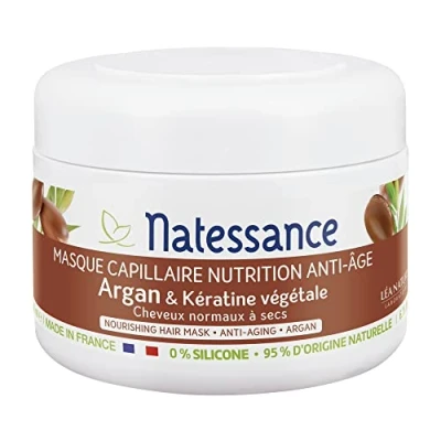 Afbeelding van NATESSANCE Haarmasker anti aging 200 ml Argan en plantaardige keratine Voeding