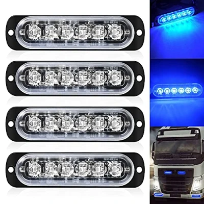 Afbeelding van DEFVNSY Set van 4 6 LED stroboscooplampen, auto waarschuwingslichtbalk Voertuignood Truck waarschuwingslamp Blauw verkeerslicht 12V 24V DC