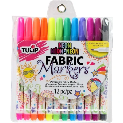 Afbeelding van Tulip Permanent fabric markers Fine writers Neon 12pcs