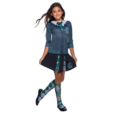 Afbeelding van Rubies Harry Potter Kostuum Slytherin Top Meisje Groen, Wit / Beige, Grijs Maat 104 Carnavalskleding Verkleedkleding
