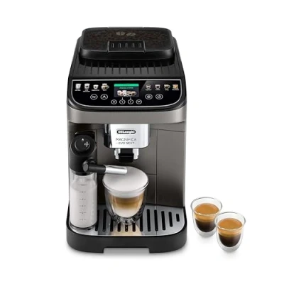 Afbeelding van De&#039;Longhi Magnifica Evo Next ECAM312.80.TB Volautomatische espressomachine met melkopschuimer, koffiebonenmachine voor koffie en cappuccino intuïtief touch display, 1450 W, zwart/titanium