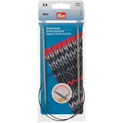 Afbeelding van Prym Rundstricknadeln MS 60 cm 3,50 mm silberfarbig Ferri da Maglia circolari, Ottone, Argento, 3,5