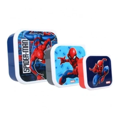 Afbeelding van My sweety pop set van 3 broodtrommels broodtrommel lunchbox Spiderman voor kinderen kleuterschool school vakantie maaltijd 11,5 cm jongens cadeau idee