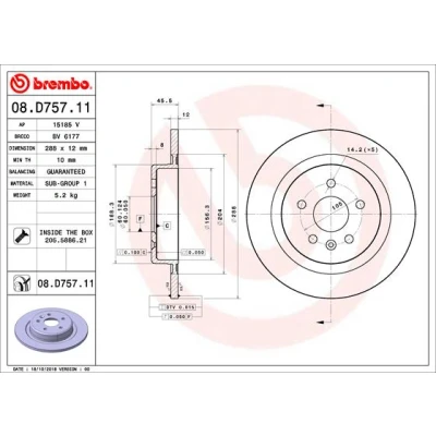 Afbeelding van Brembo Remschijven 08.D757.11