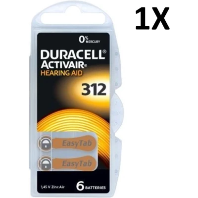 Afbeelding van Duracell 312 Easytab DA312N6 6 hoorapparaat batterijen